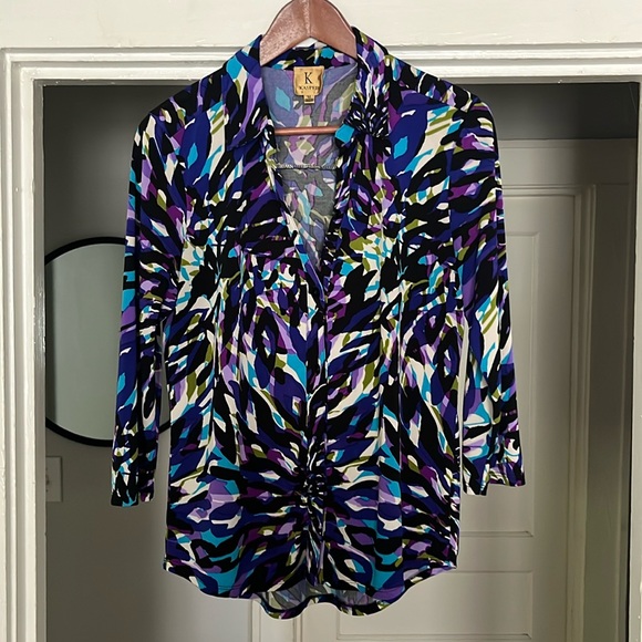 Vintage Collared Shirt, Vibrant Purple, 3/4 sleeves, button up - Picture 1 of 2